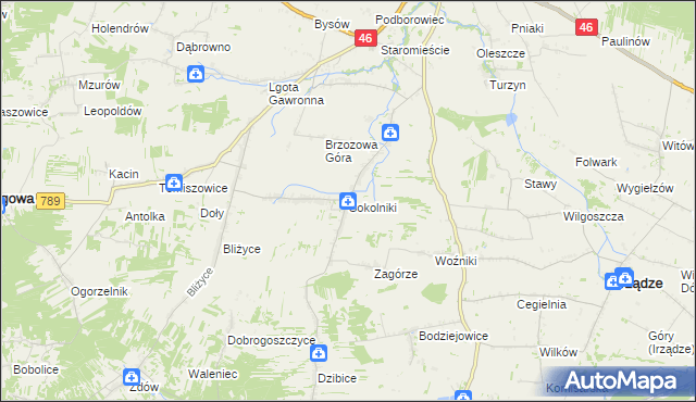 mapa Sokolniki gmina Niegowa, Sokolniki gmina Niegowa na mapie Targeo