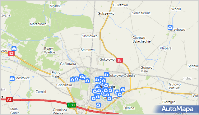 mapa Sokołowo gmina Września, Sokołowo gmina Września na mapie Targeo