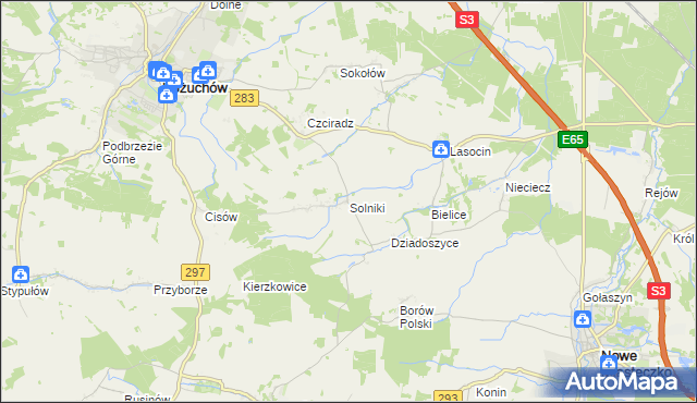 mapa Solniki gmina Kożuchów, Solniki gmina Kożuchów na mapie Targeo