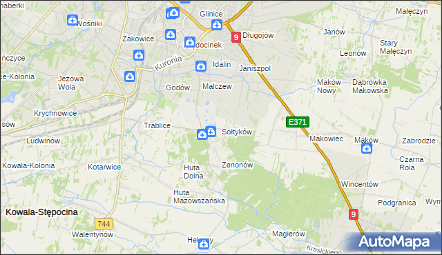 mapa Sołtyków gmina Skaryszew, Sołtyków gmina Skaryszew na mapie Targeo