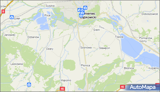 mapa Sosnowa, Sosnowa na mapie Targeo