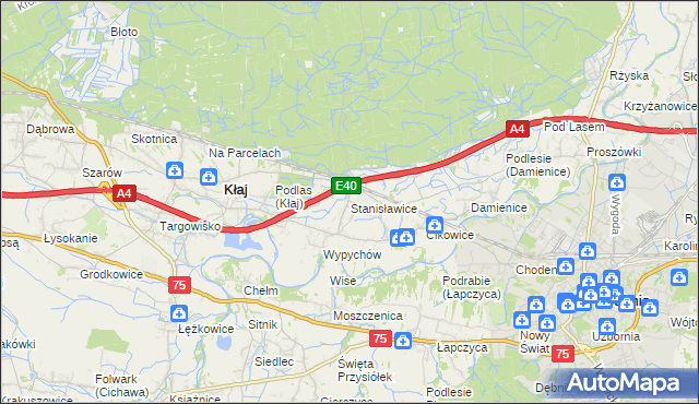 mapa Stanisławice gmina Bochnia, Stanisławice gmina Bochnia na mapie Targeo