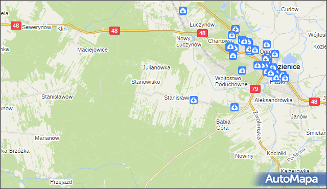 mapa Stanisławice gmina Kozienice, Stanisławice gmina Kozienice na mapie Targeo