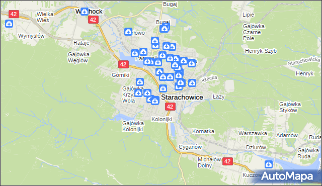 mapa Starachowic, Starachowice na mapie Targeo