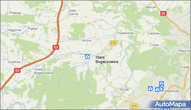 mapa Stare Bogaczowice, Stare Bogaczowice na mapie Targeo