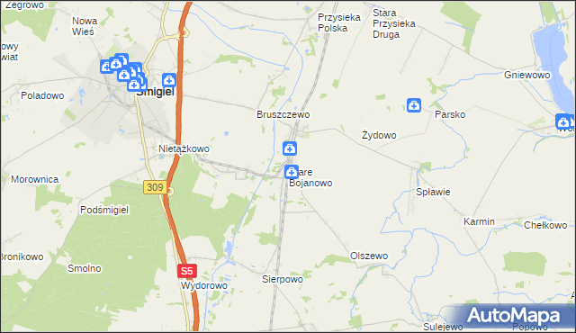 mapa Stare Bojanowo, Stare Bojanowo na mapie Targeo