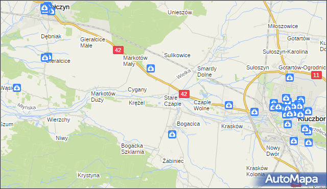 mapa Stare Czaple gmina Kluczbork, Stare Czaple gmina Kluczbork na mapie Targeo
