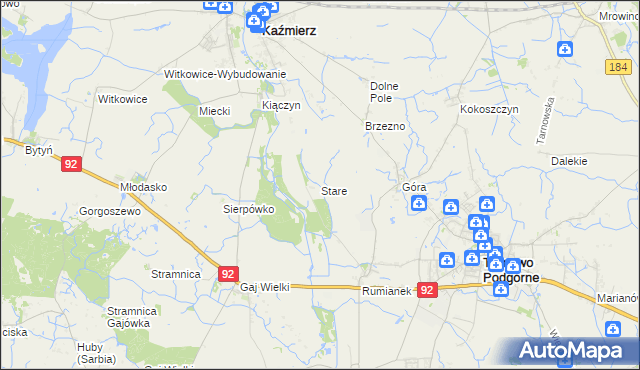 mapa Stare gmina Kaźmierz, Stare gmina Kaźmierz na mapie Targeo