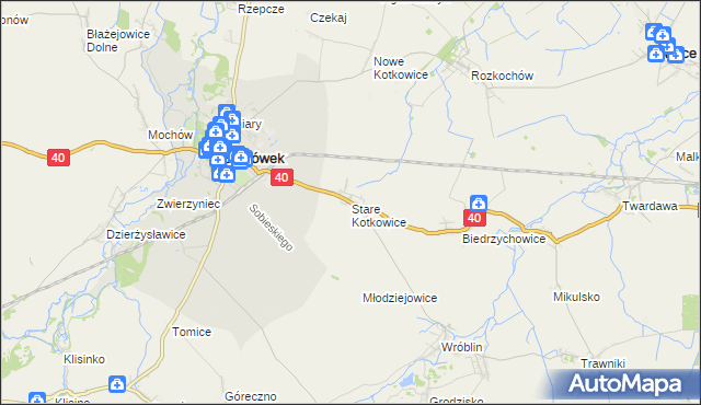 mapa Stare Kotkowice, Stare Kotkowice na mapie Targeo
