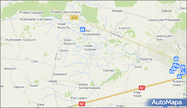 mapa Stare Kozłowo, Stare Kozłowo na mapie Targeo