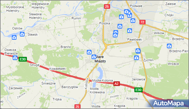 mapa Stare Miasto powiat koniński, Stare Miasto powiat koniński na mapie Targeo