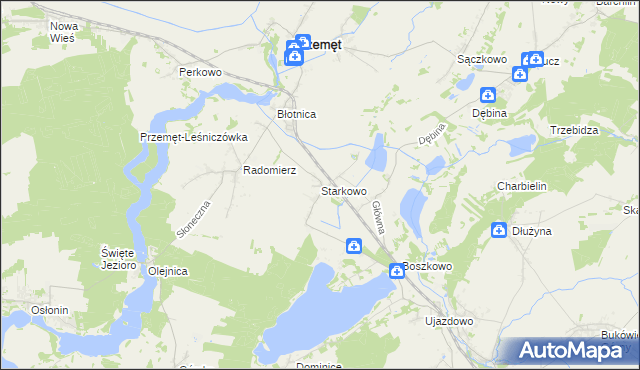 mapa Starkowo gmina Przemęt, Starkowo gmina Przemęt na mapie Targeo