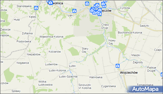 mapa Stary Gaj gmina Wojciechów, Stary Gaj gmina Wojciechów na mapie Targeo