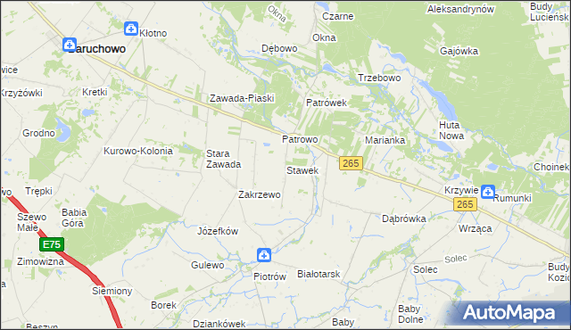 mapa Stawek gmina Baruchowo, Stawek gmina Baruchowo na mapie Targeo