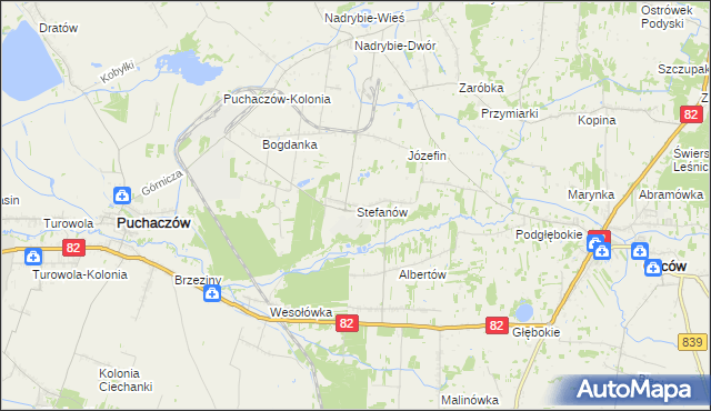 mapa Stefanów gmina Cyców, Stefanów gmina Cyców na mapie Targeo