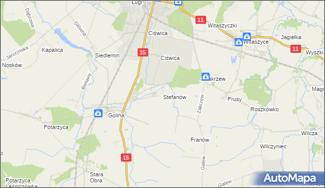 mapa Stefanów gmina Jarocin, Stefanów gmina Jarocin na mapie Targeo