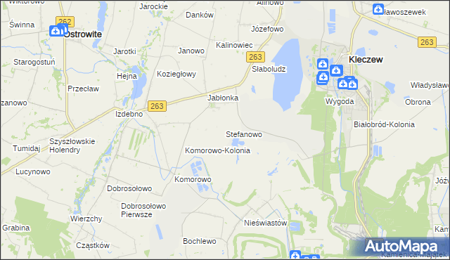 mapa Stefanowo gmina Kazimierz Biskupi, Stefanowo gmina Kazimierz Biskupi na mapie Targeo