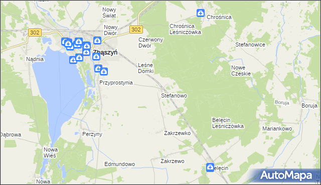 mapa Stefanowo gmina Zbąszyń, Stefanowo gmina Zbąszyń na mapie Targeo