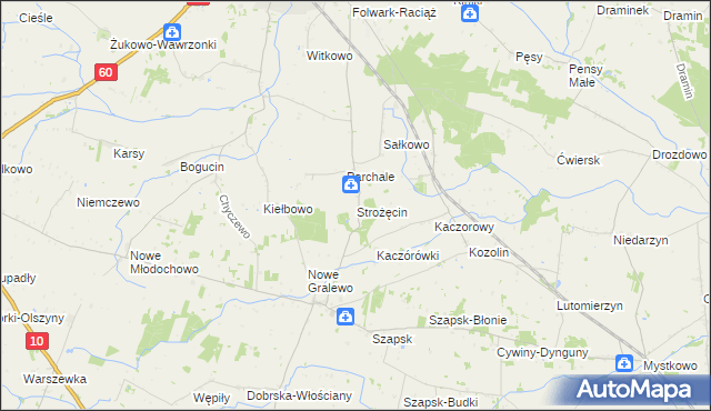 mapa Strożęcin, Strożęcin na mapie Targeo