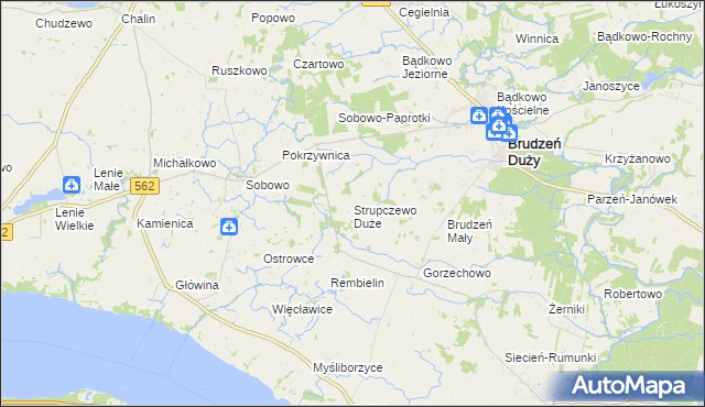 mapa Strupczewo Duże, Strupczewo Duże na mapie Targeo