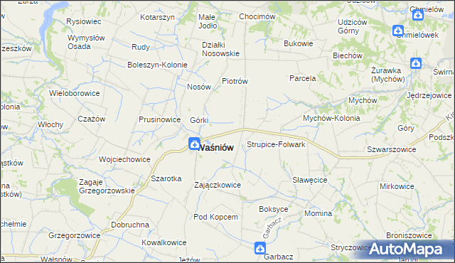 mapa Strupice gmina Waśniów, Strupice gmina Waśniów na mapie Targeo
