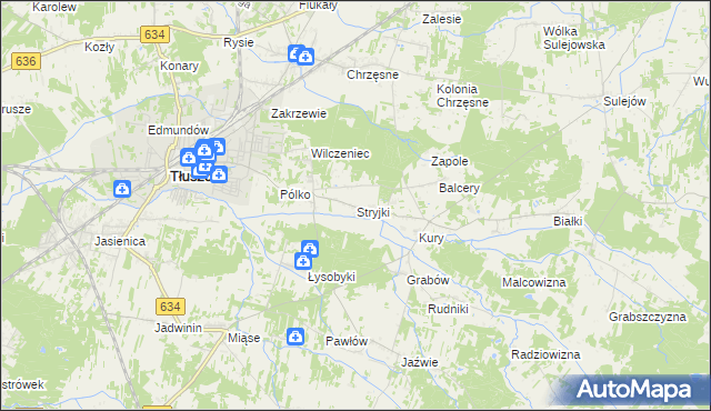 mapa Stryjki gmina Tłuszcz, Stryjki gmina Tłuszcz na mapie Targeo