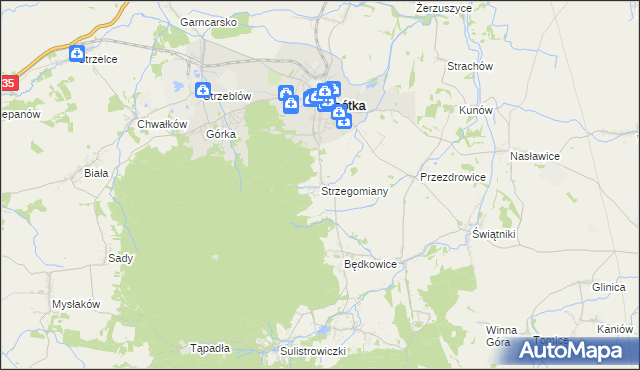 mapa Strzegomiany, Strzegomiany na mapie Targeo