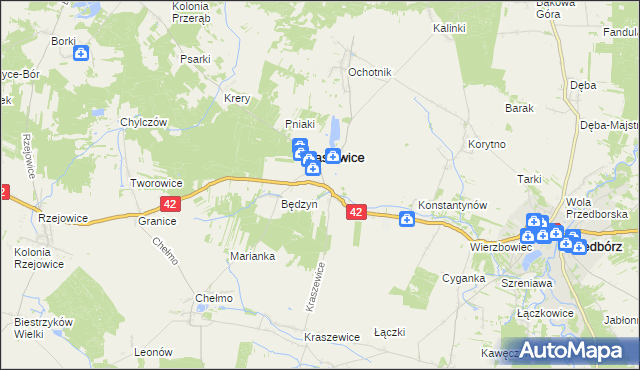 mapa Strzelce Małe gmina Masłowice, Strzelce Małe gmina Masłowice na mapie Targeo