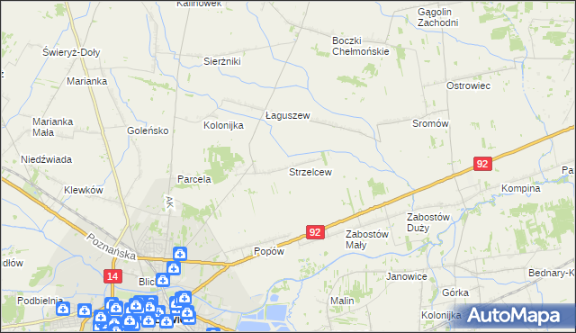 mapa Strzelcew, Strzelcew na mapie Targeo