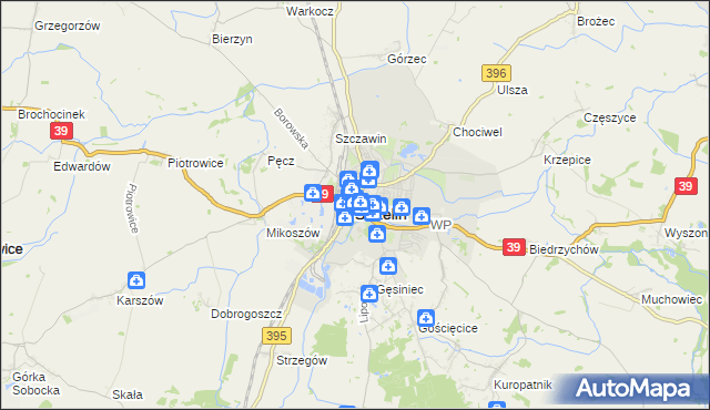 mapa Strzelin, Strzelin na mapie Targeo