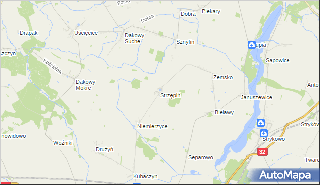 mapa Strzępiń, Strzępiń na mapie Targeo