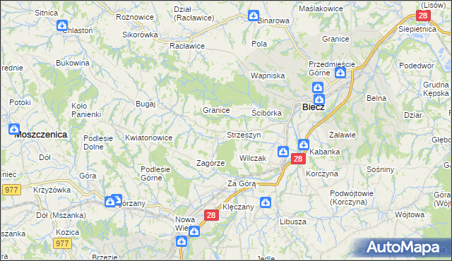 mapa Strzeszyn gmina Biecz, Strzeszyn gmina Biecz na mapie Targeo