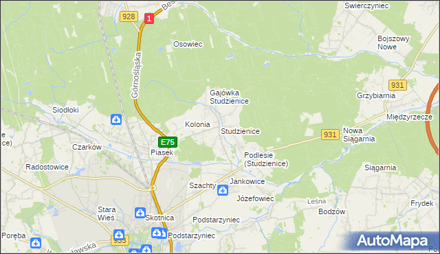 mapa Studzienice gmina Pszczyna, Studzienice gmina Pszczyna na mapie Targeo