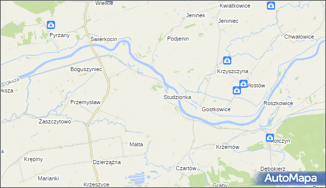 mapa Studzionka gmina Krzeszyce, Studzionka gmina Krzeszyce na mapie Targeo