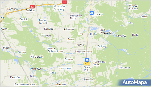 mapa Stużno, Stużno na mapie Targeo