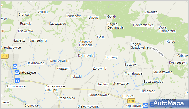 mapa Sudół gmina Działoszyce, Sudół gmina Działoszyce na mapie Targeo