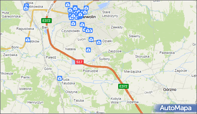 mapa Sulbiny, Sulbiny na mapie Targeo