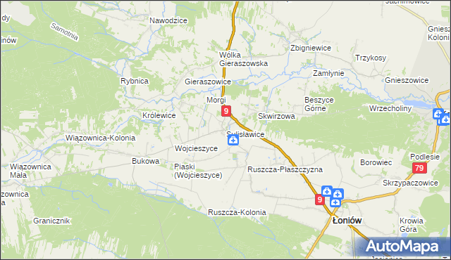 mapa Sulisławice gmina Łoniów, Sulisławice gmina Łoniów na mapie Targeo