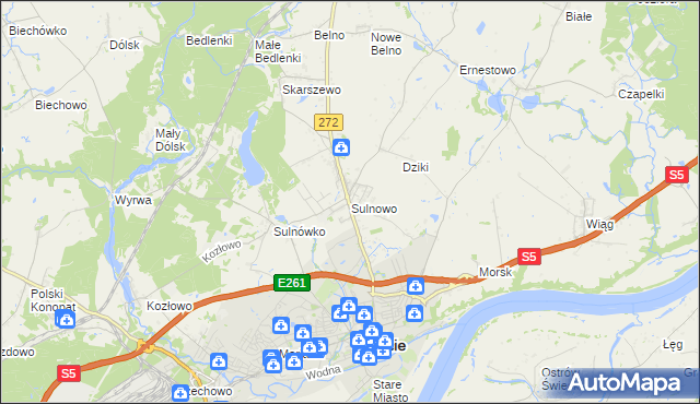 mapa Sulnowo, Sulnowo na mapie Targeo