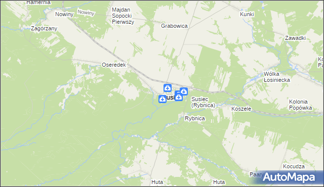 mapa Susiec, Susiec na mapie Targeo