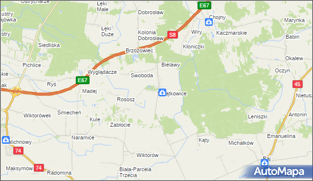 mapa Świątkowice gmina Lututów, Świątkowice gmina Lututów na mapie Targeo