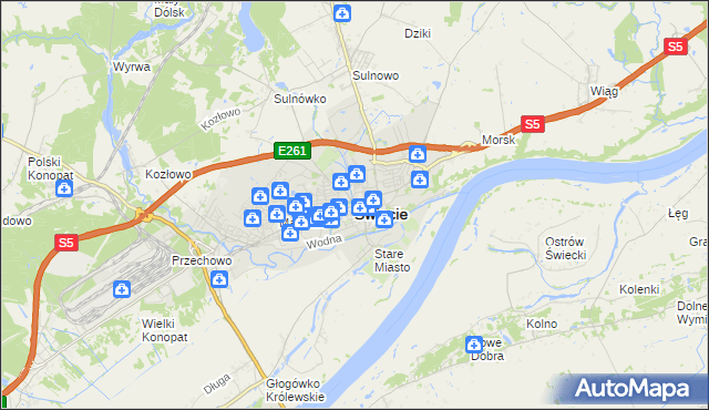 mapa Świecie, Świecie na mapie Targeo