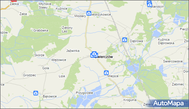 mapa Świerczów powiat namysłowski, Świerczów powiat namysłowski na mapie Targeo