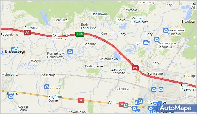 mapa Świętoniowa, Świętoniowa na mapie Targeo