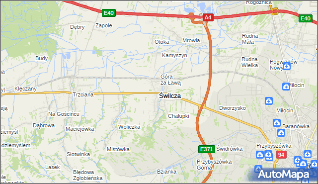 mapa Świlcza, Świlcza na mapie Targeo