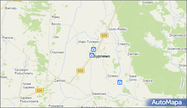 mapa Sypniewo powiat makowski, Sypniewo powiat makowski na mapie Targeo