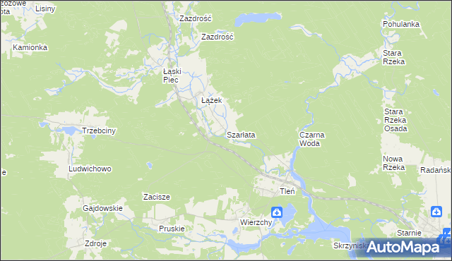 mapa Szarłata gmina Osie, Szarłata gmina Osie na mapie Targeo