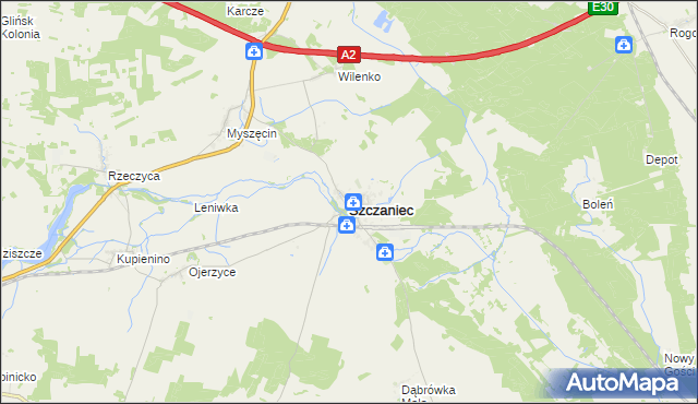 mapa Szczaniec, Szczaniec na mapie Targeo