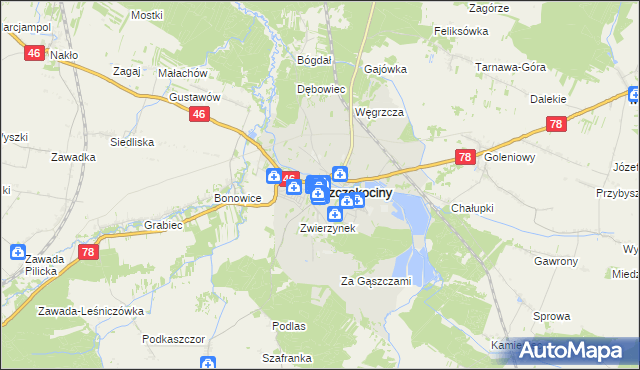 mapa Szczekociny, Szczekociny na mapie Targeo