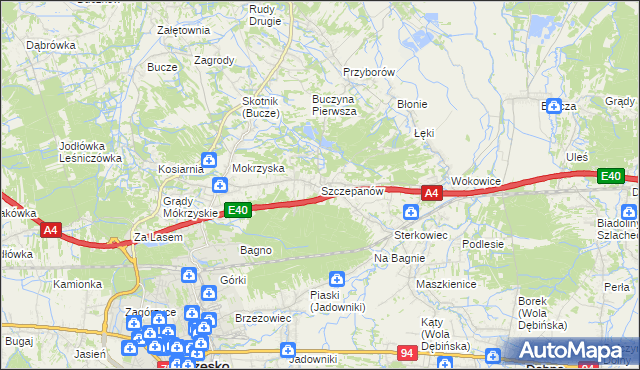 mapa Szczepanów gmina Brzesko, Szczepanów gmina Brzesko na mapie Targeo